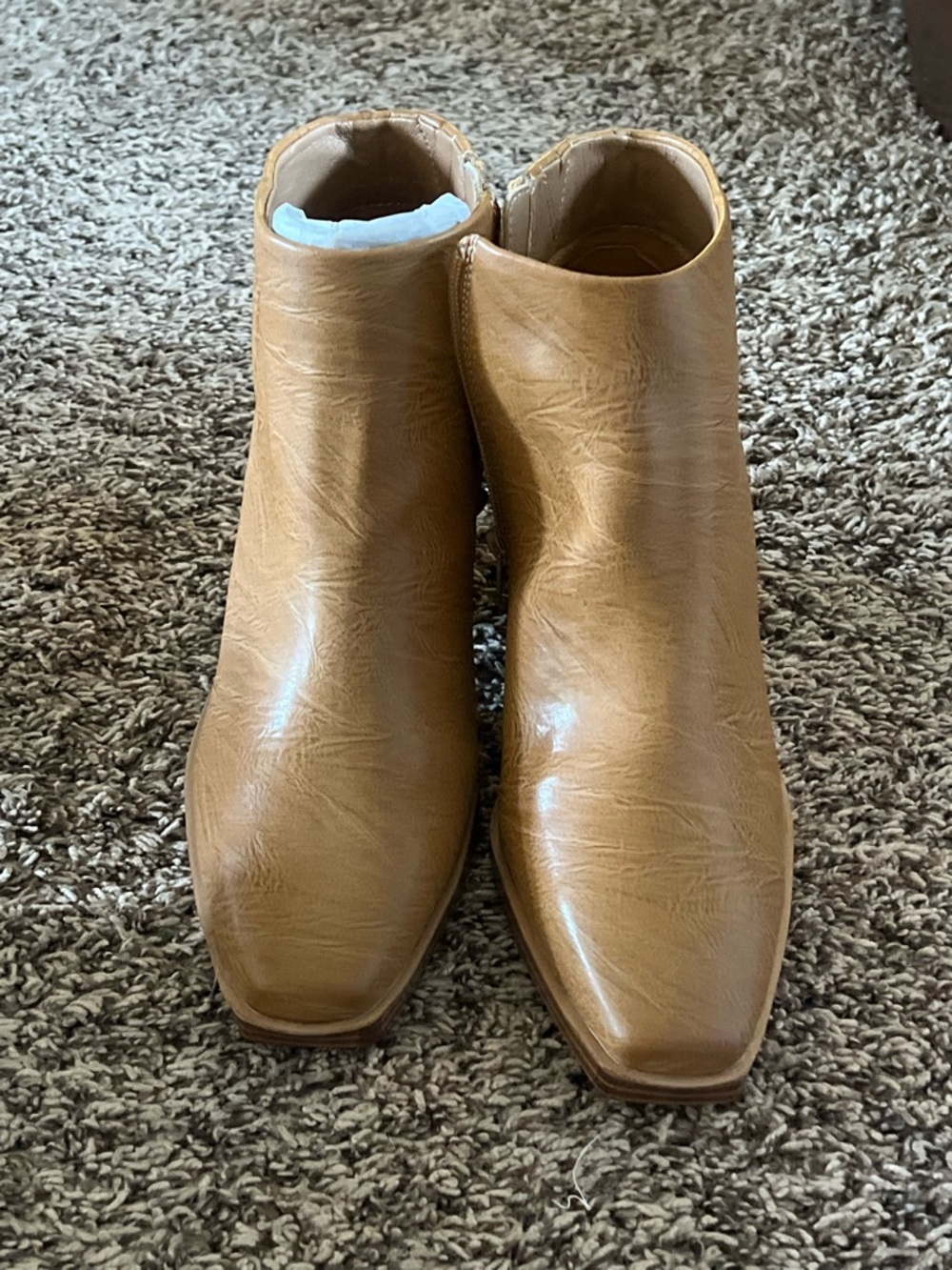 Yellow Box Tan Square-Toe Ankle Booties